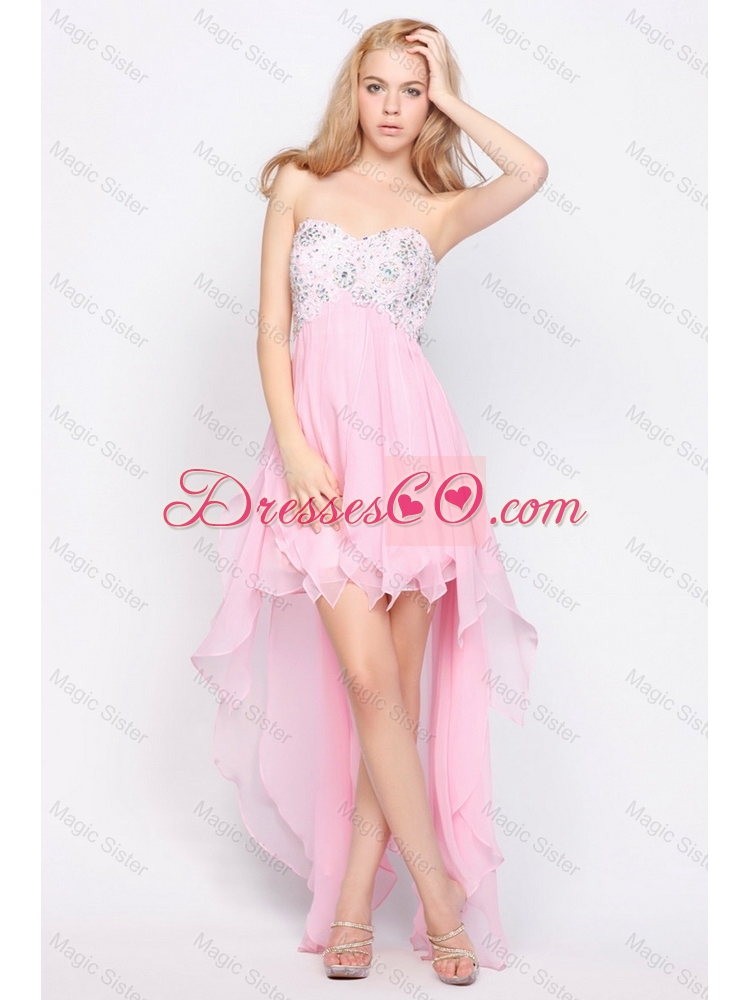 Popular New Style Discount Wonderful Empire High Low Prom Dress with Beading