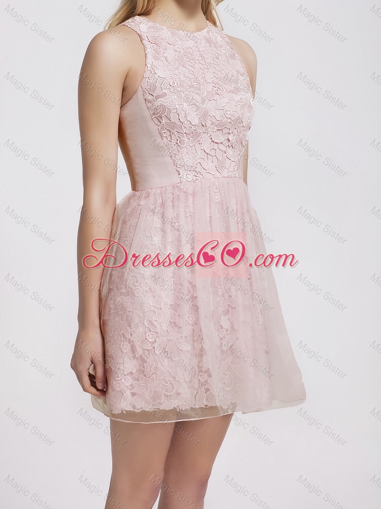 Cheap Lovely Latest Most Popular Scoop Short Lace Prom Dress Summer