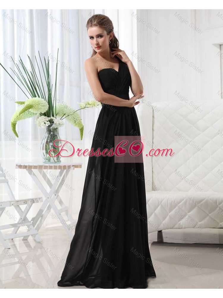 Classical Luxurious Latest Modest Empire One Shoulder Prom Dress with Belt