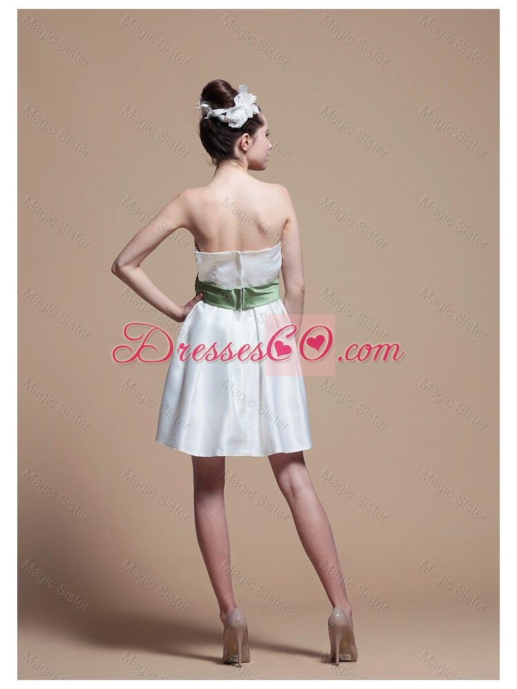 Comfortable Strapless Short Prom Dress with Ribbons and Paillette