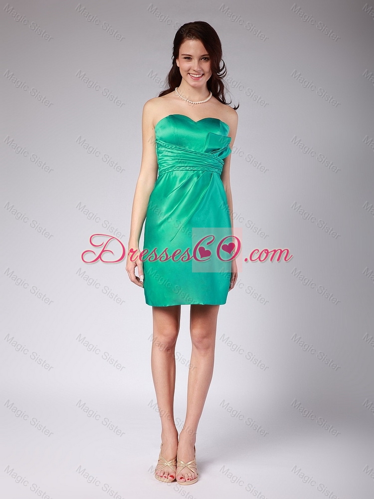 Exquisite Ruching Mini Length Prom Dress in Turquoise