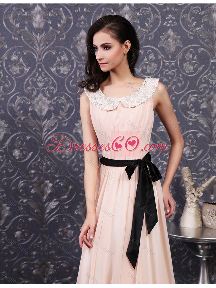 Beautiful Fashionable New Style Brand New Appliques and Sashes Scoop Long Prom Dresses