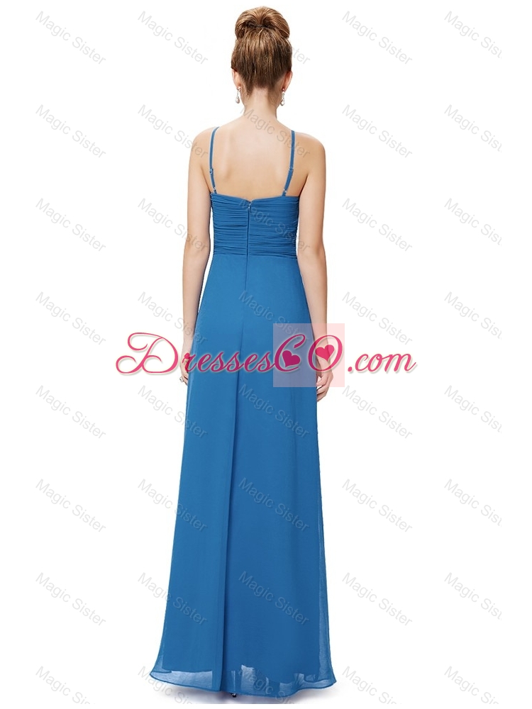 Elegant New Style Cheap Spaghetti Straps Prom Dress with Hand Made Flowers