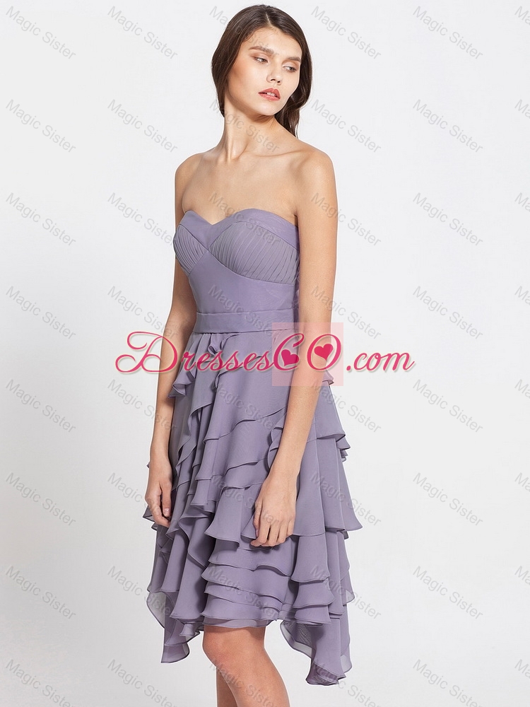 Exquisite Latest New Style Affordable Short Ruffled Layers Lavender Prom Dresses