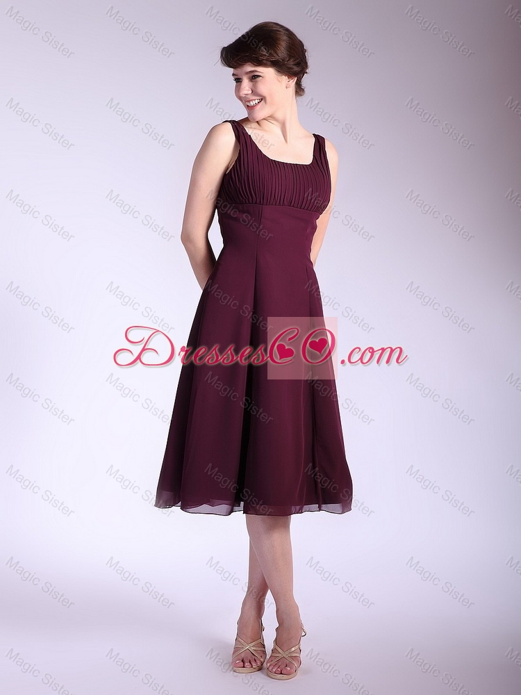 Gorgeous Exclusive New Style Affordable Square A Line Brown Prom Dress with Ruching for