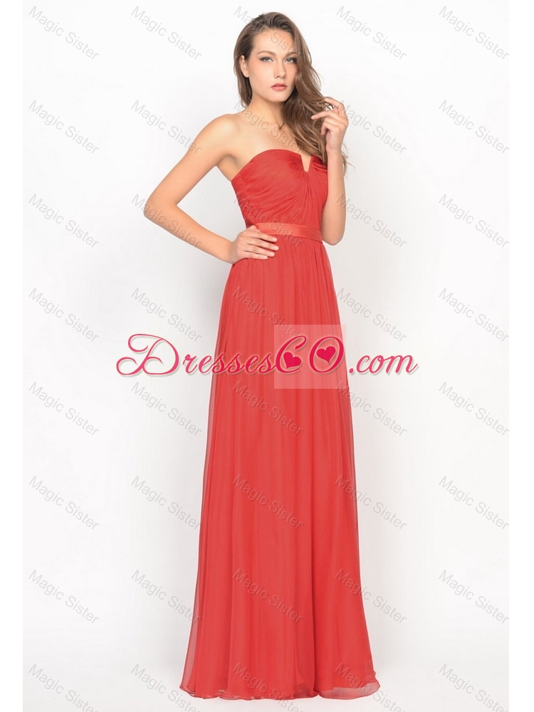 Perfect Pretty New Style  Beautiful Strapless Belt and Ruched Prom Dress in Red