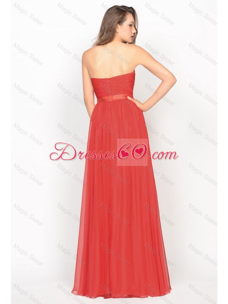 Perfect Pretty New Style  Beautiful Strapless Belt and Ruched Prom Dress in Red