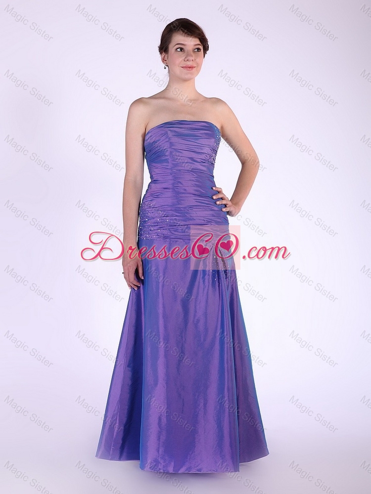 Super Hot Strapless Purple Prom Dress with Beading