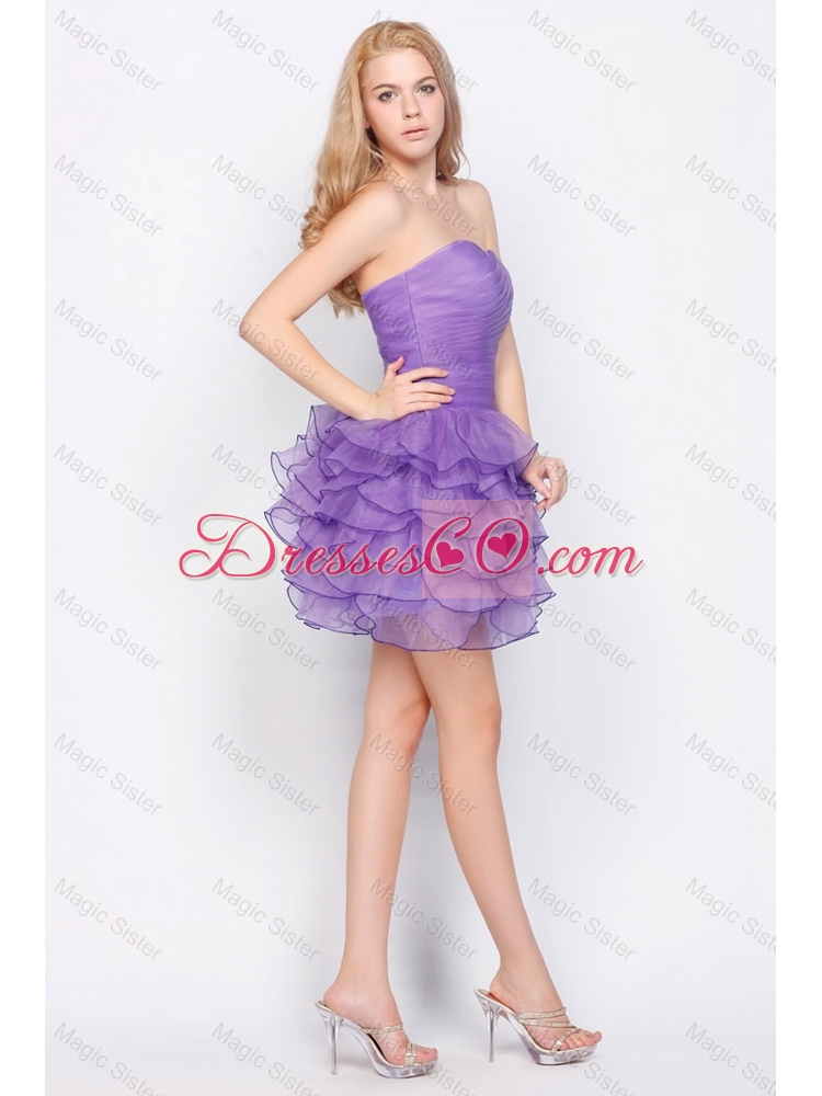 New Style Pretty Lavender Short Prom Dress with Ruffled Layers