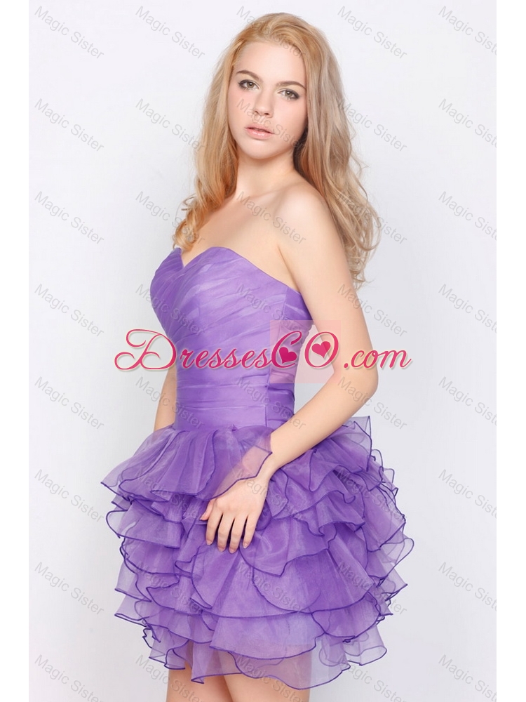 New Style Pretty Lavender Short Prom Dress with Ruffled Layers