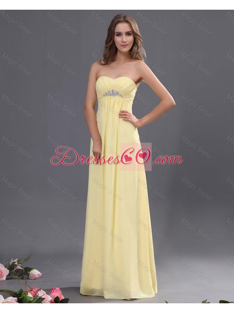Custom Made Yellow Long Prom Dress with Beading