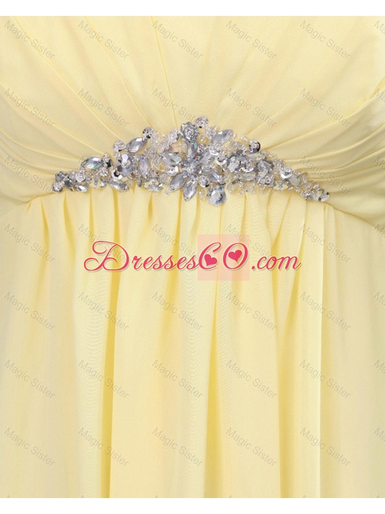 Custom Made Yellow Long Prom Dress with Beading