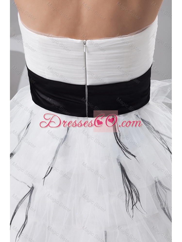 Hot Sale New Style Exquisite Belt and Ruffled Layers White Short Prom Dresses