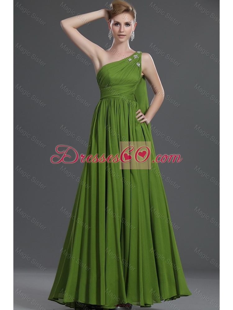 Hot Sale New Style  Simple A Line One Shoulder Prom Dress with Watteau Train