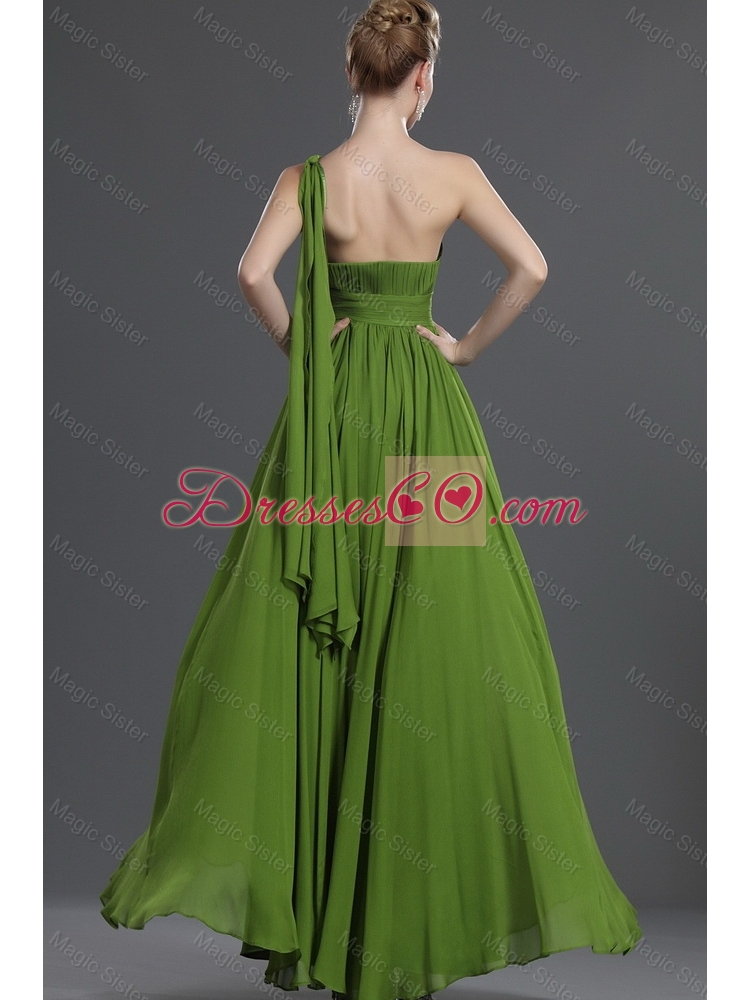 Hot Sale New Style  Simple A Line One Shoulder Prom Dress with Watteau Train