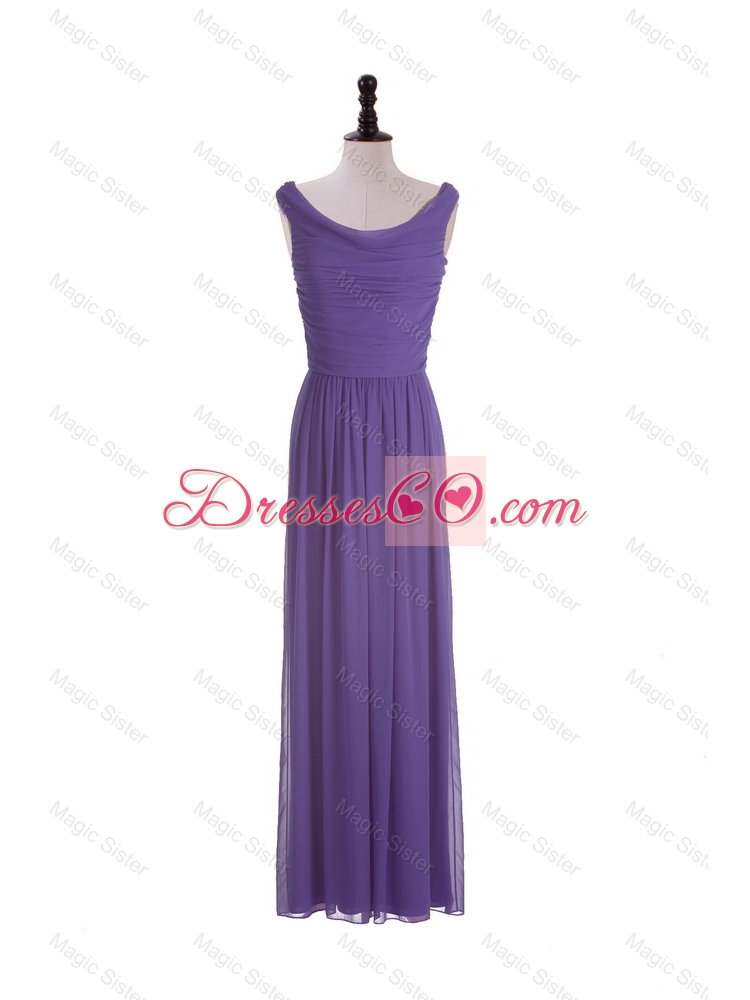 Most Popular Scoop Eggplant Purple Prom Dress with Ruching