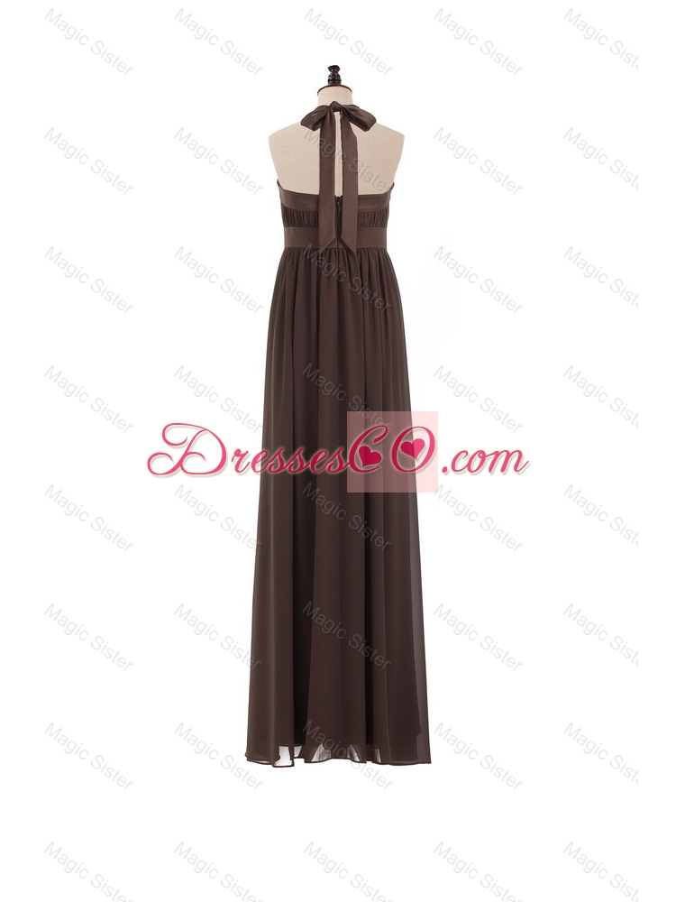 Custom Made Halter Top Brown Prom Dress Brown