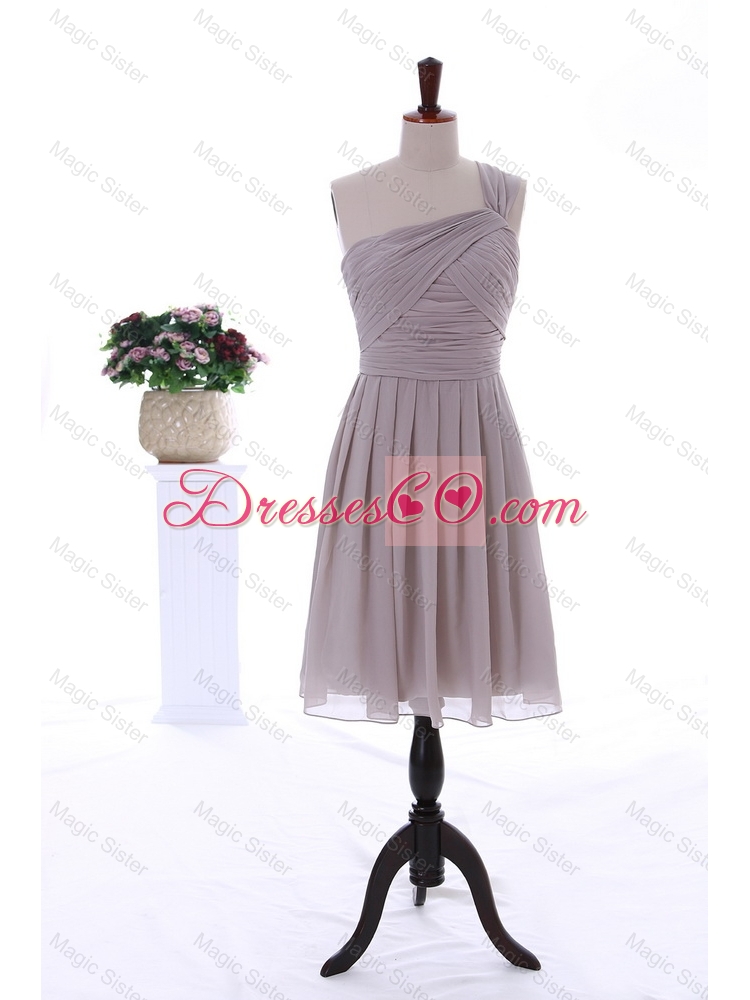 Summer Empire One Shoulder Ruching Short Prom Dress in Grey