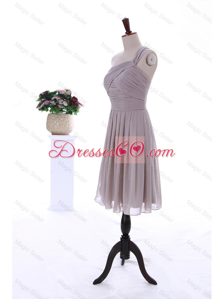 Summer Empire One Shoulder Ruching Short Prom Dress in Grey