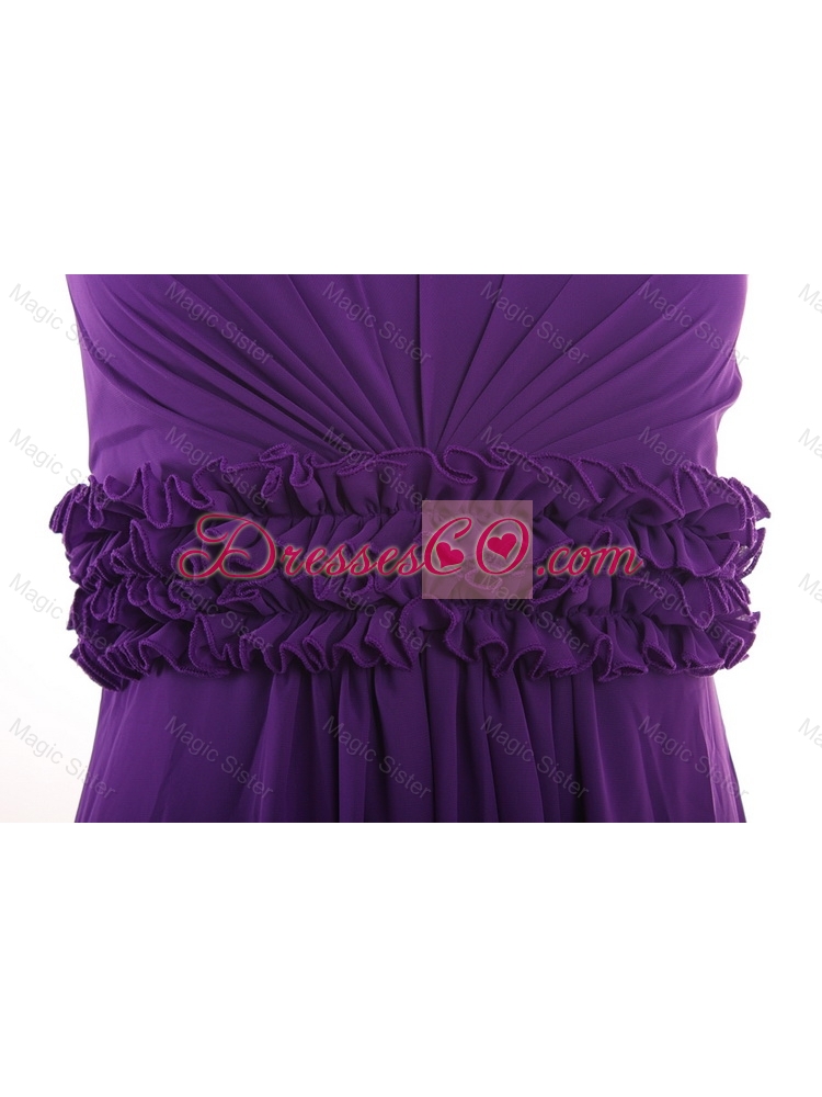 Fall Perfect Empire Strapless Belt Prom Dress in Purple