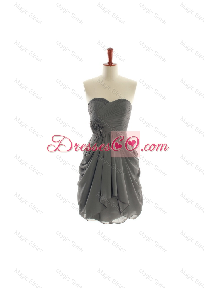 Brand New Hand Made Flowers Short Prom Dress in Grey