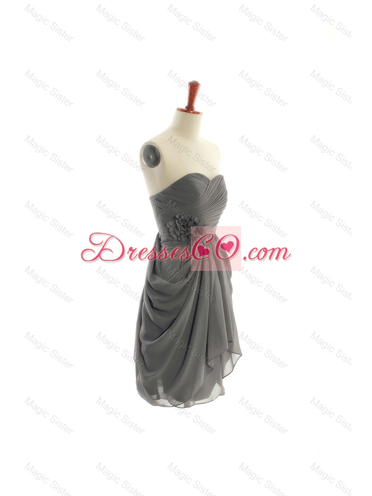 Brand New Hand Made Flowers Short Prom Dress in Grey