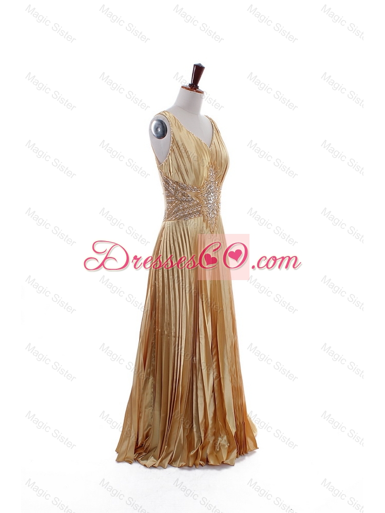 Custom Made Empire V Neck Prom Dress with Beading
