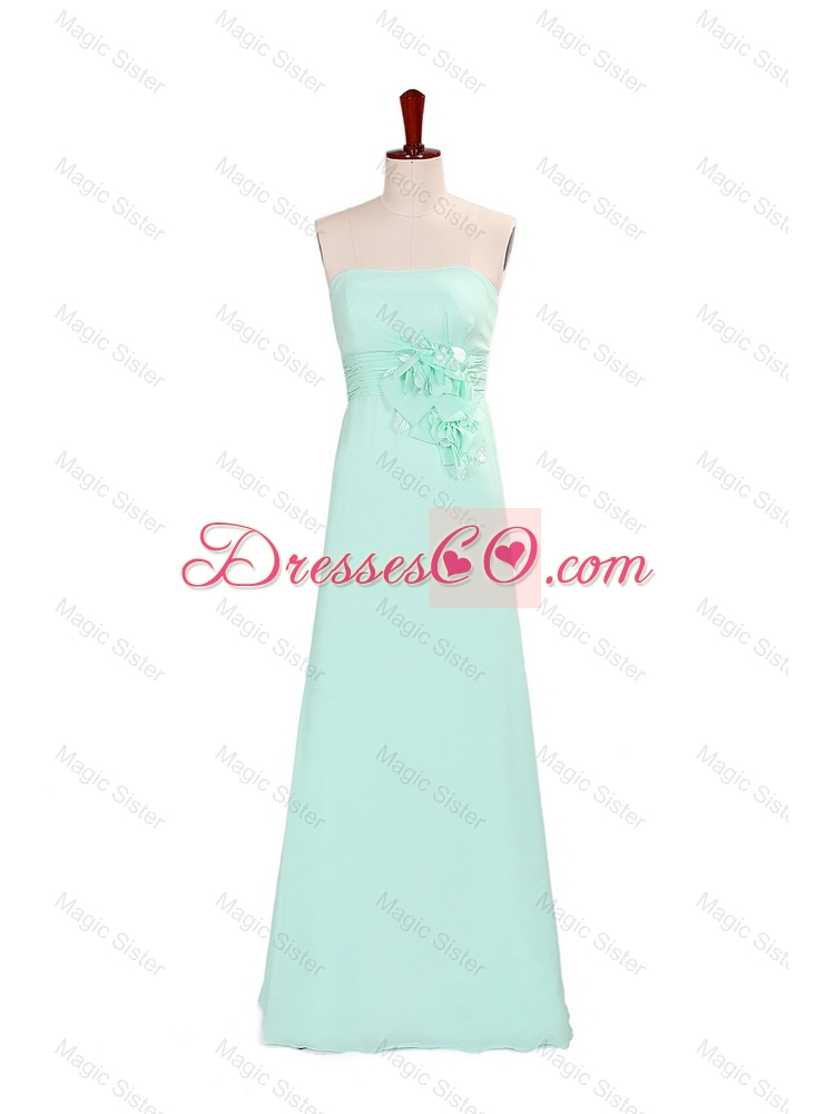 Elegant A Line Strapless Prom Dress with Hand Made Flowers