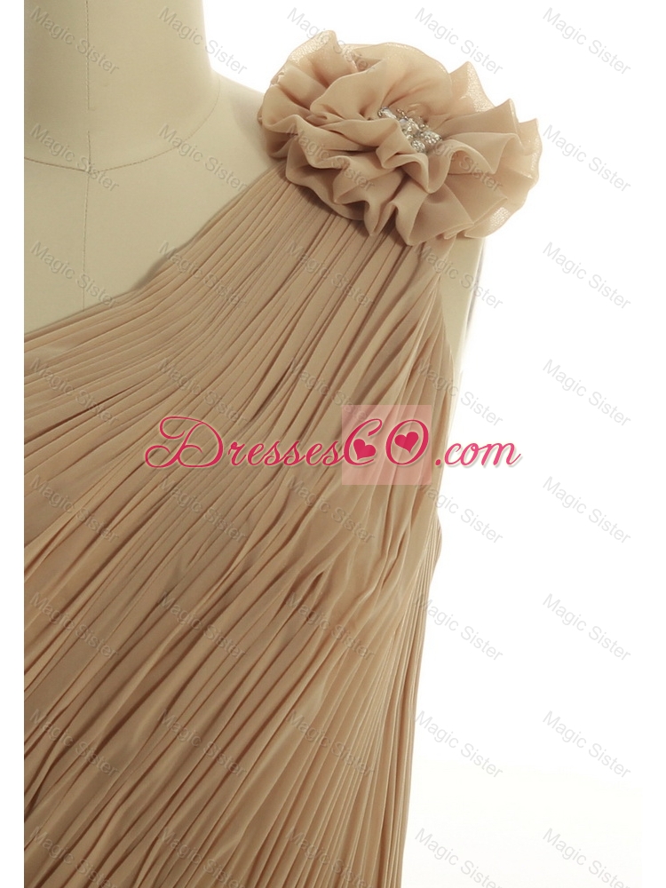 Gorgeous Belt and Hand Made Flower One Shoulder Prom Dresses