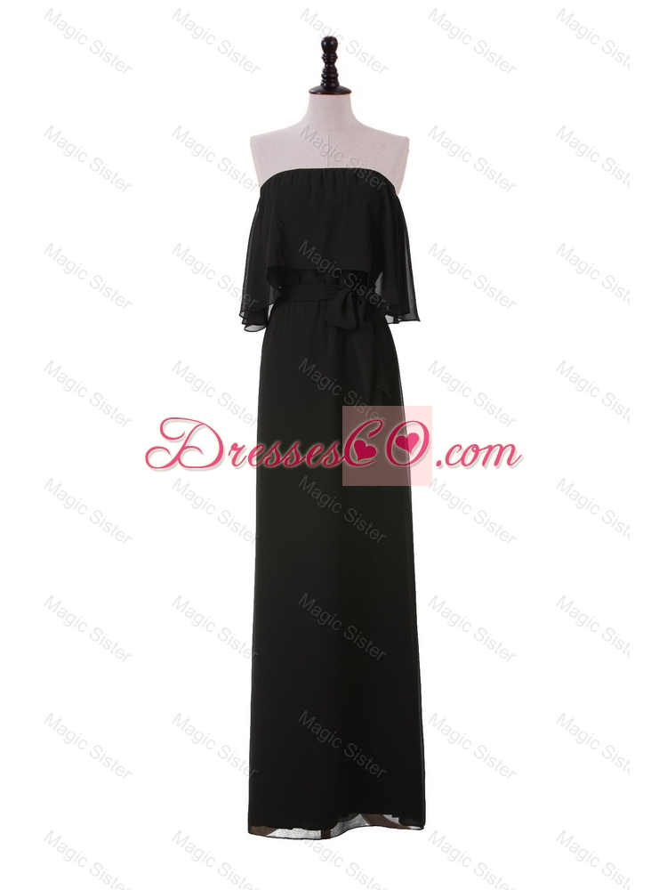 Exclusive Ruching Strapless Long Prom Dress in Black