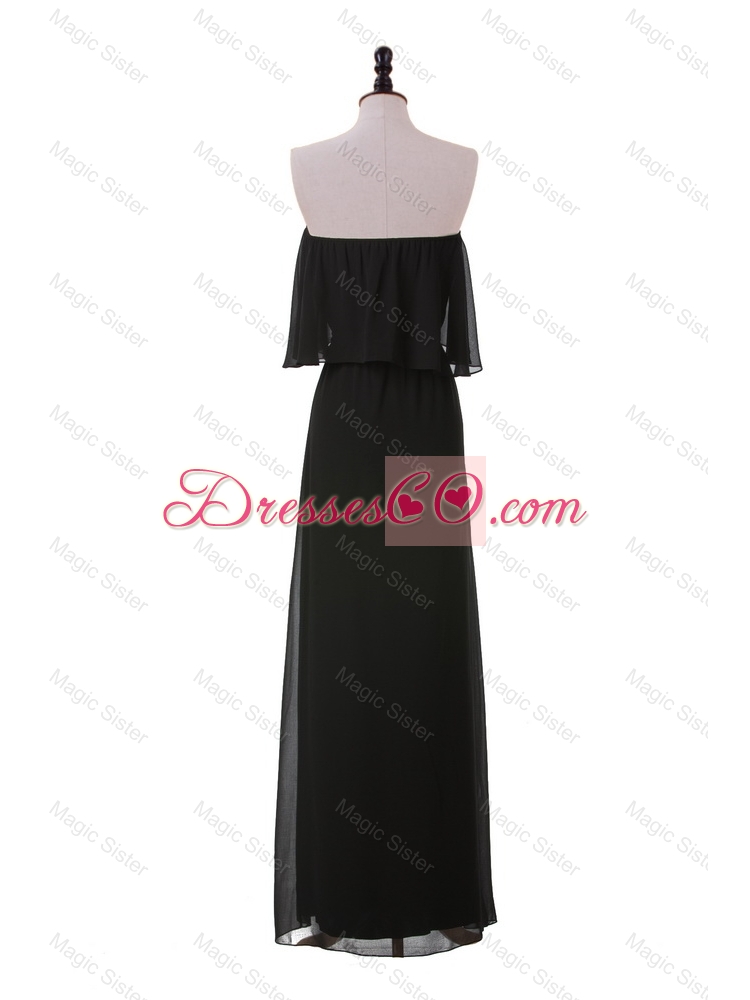 Exclusive Ruching Strapless Long Prom Dress in Black