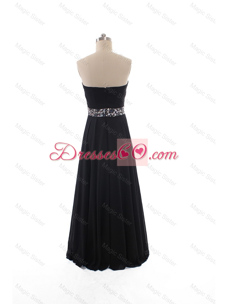 Simple Empire Strapless Beaded Prom Dress in Black
