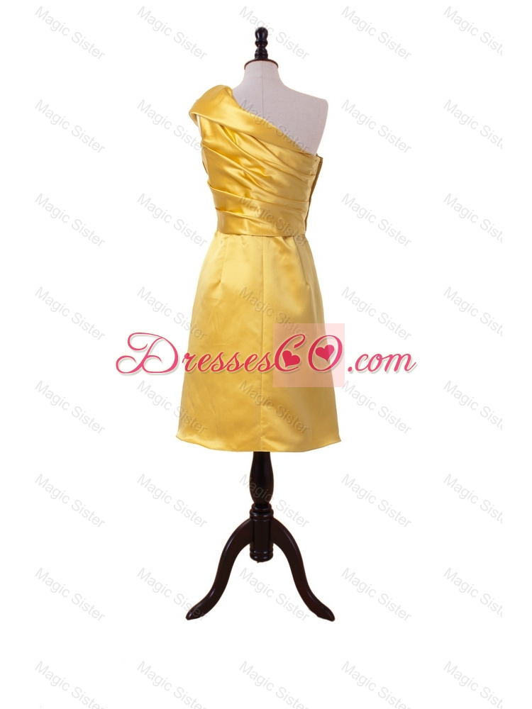 Exclusive Ruching Halter Top Short Prom Dress in Gold