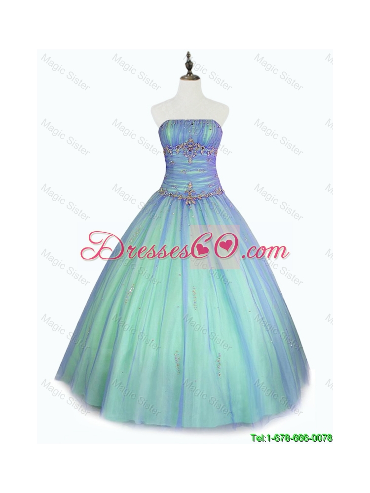 Custom Made Pretty Strapless Ball Gown Sweet Sixteen Dress with Beading