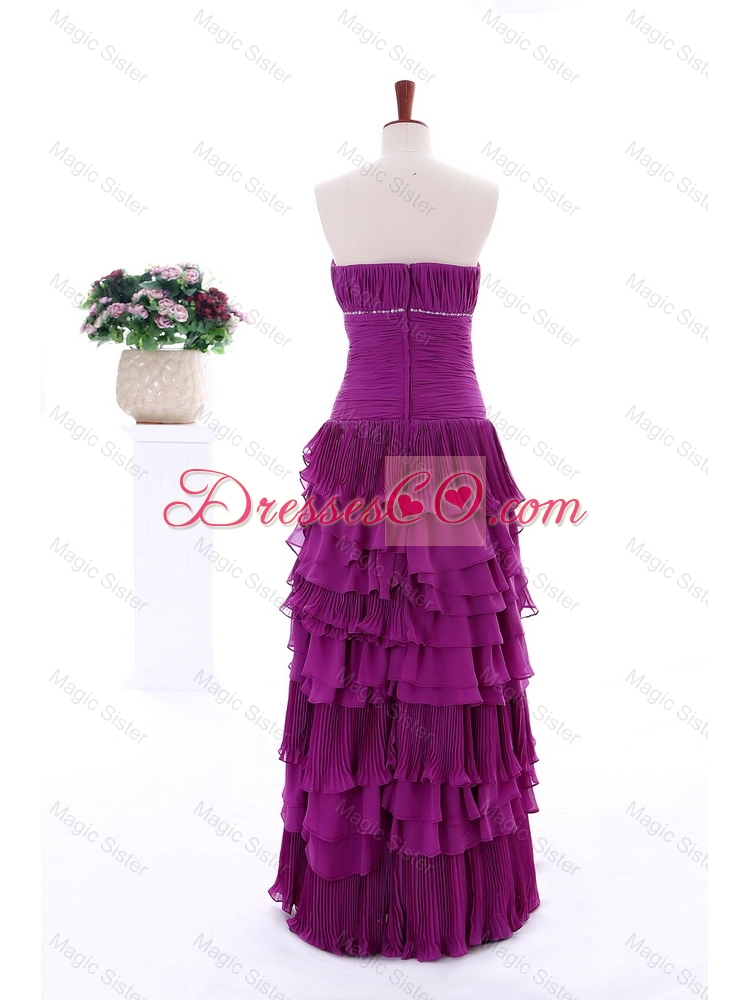 Winter Popular Empire Strapless Beaded Prom Dress with Ruffled Layers