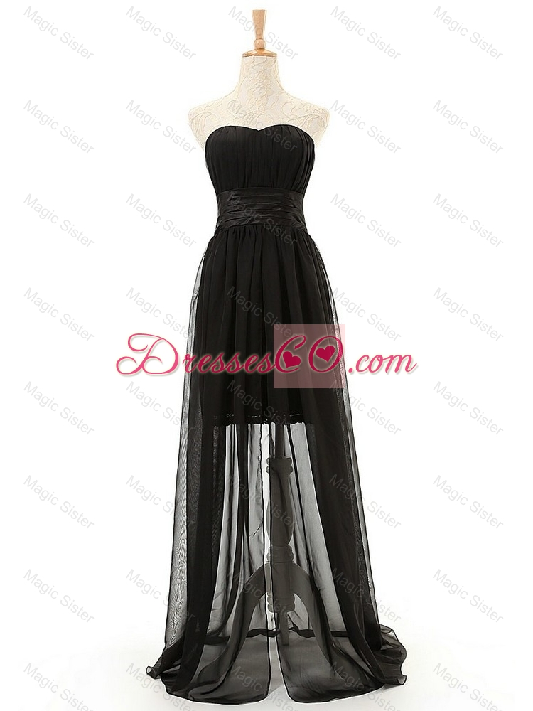 Brand New Belt Long Prom Dress in Black