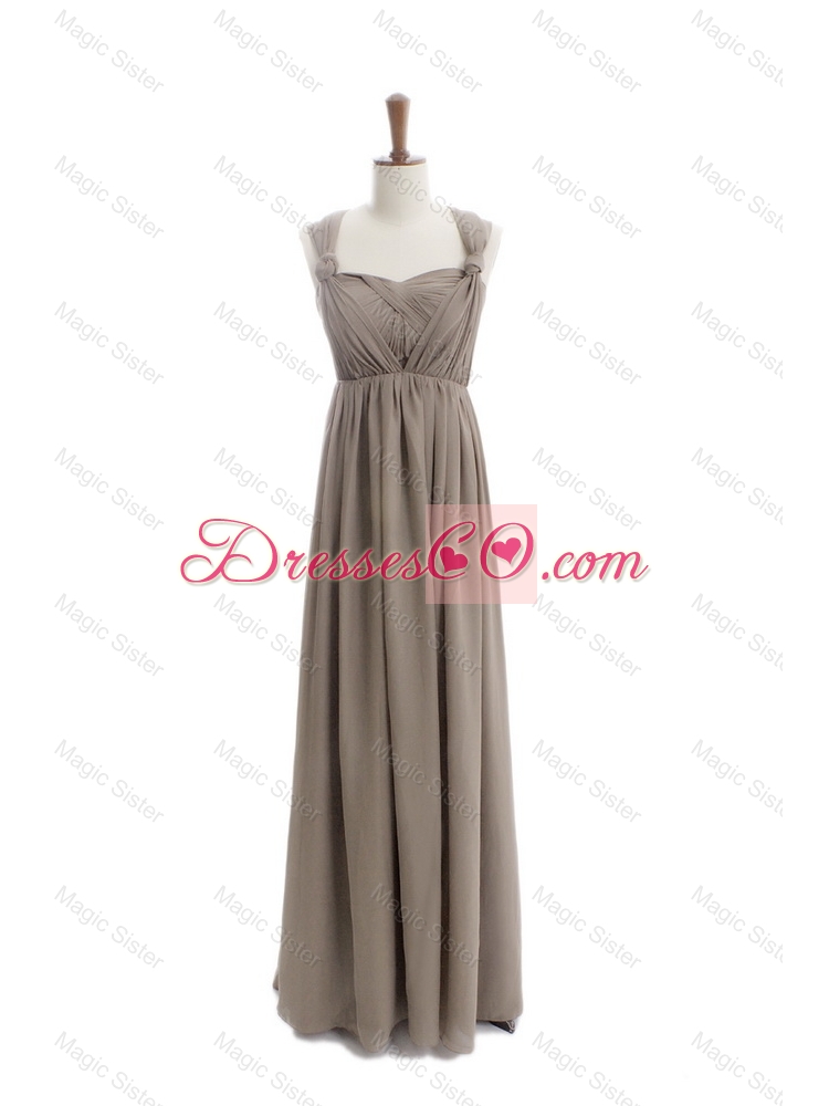 Cheap Empire Grey Long Prom Dress with Ruching