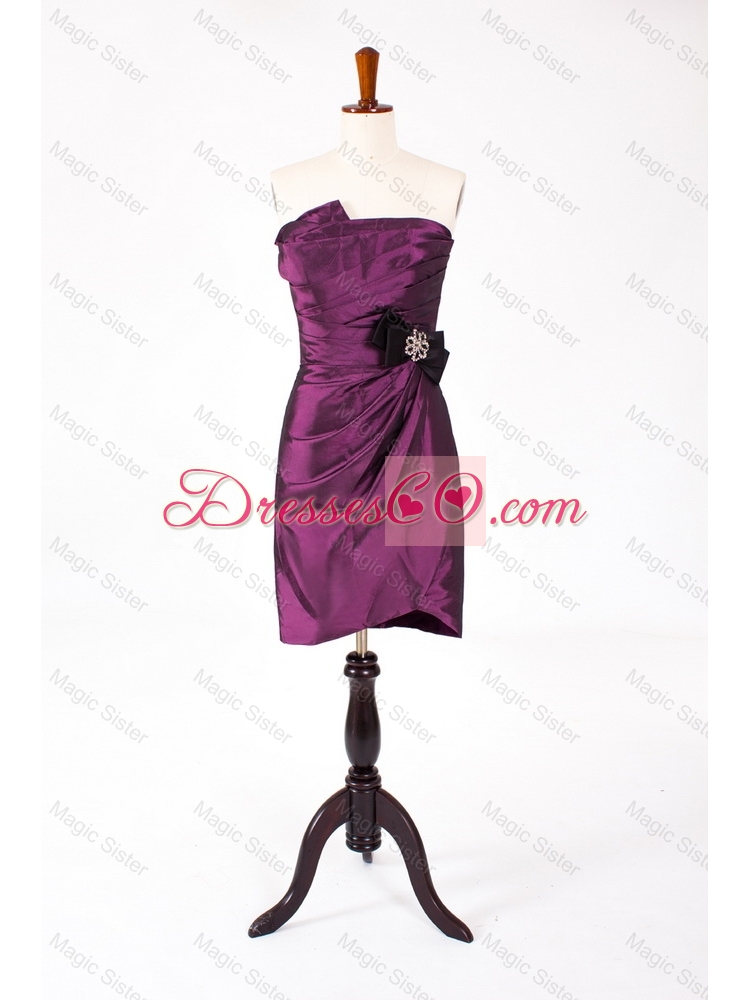 Elegant Beading and Ruching Purple Short Prom Dress