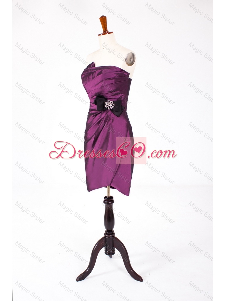 Elegant Beading and Ruching Purple Short Prom Dress