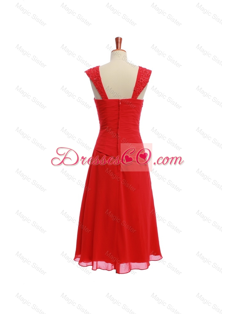 Exquisite Short Ruching and Appliques Prom Dress in Red