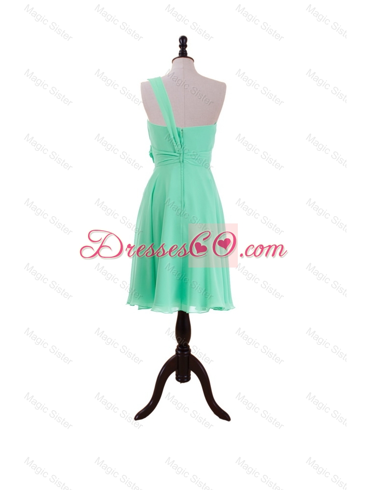 Summer Apple Green Prom Dress with Hand Made Flower and Ruffles
