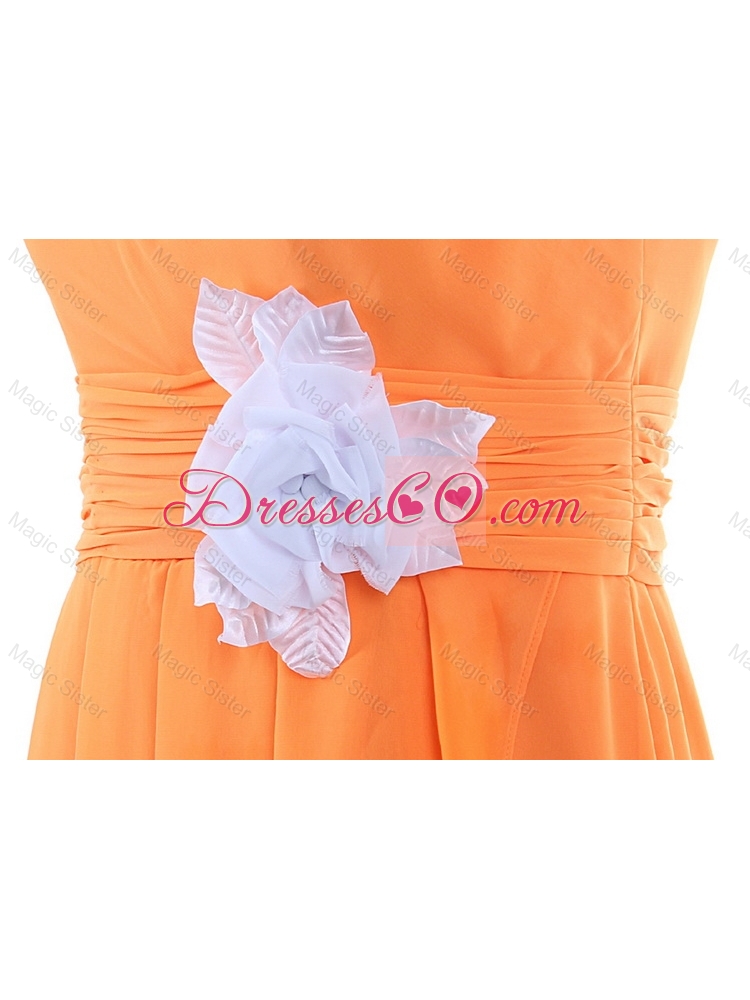 Summer Empire Strapless Prom Dress with Hand Made Flowers