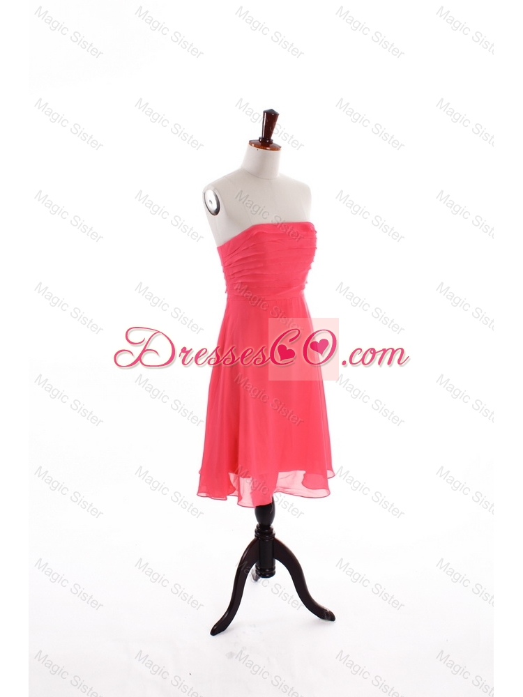 Summer Empire Strapless Prom Dress with in Coral Red