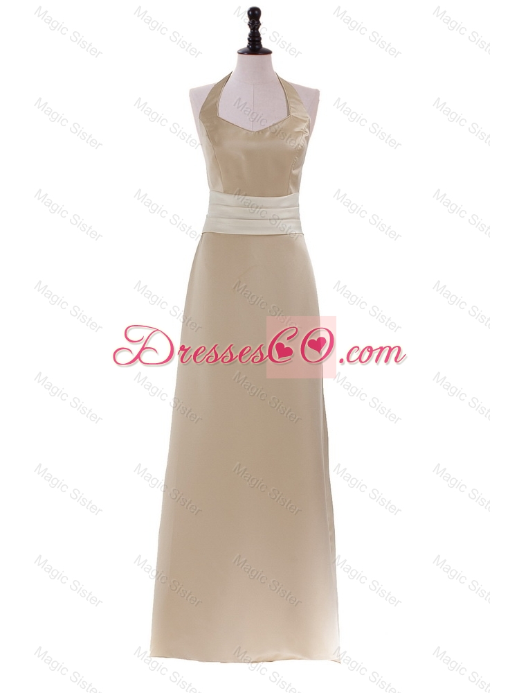 Champagne Halter Top Sweep Train Long Brand New Prom Dresses
