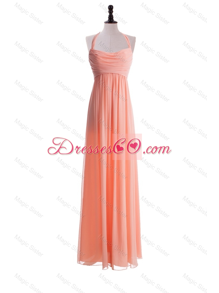 Exclusive Halter Top Long Prom Dress in Watermelon