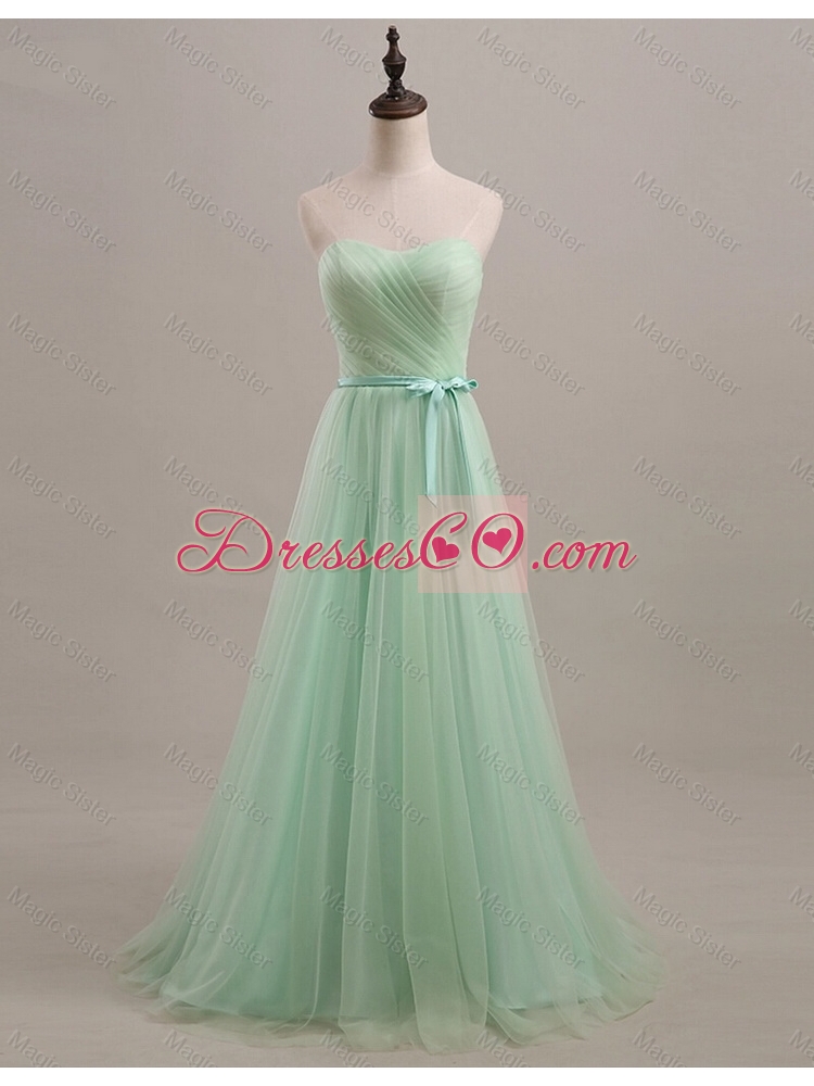 Exquisite Summer Apple Green Prom Dress with Sweep Train