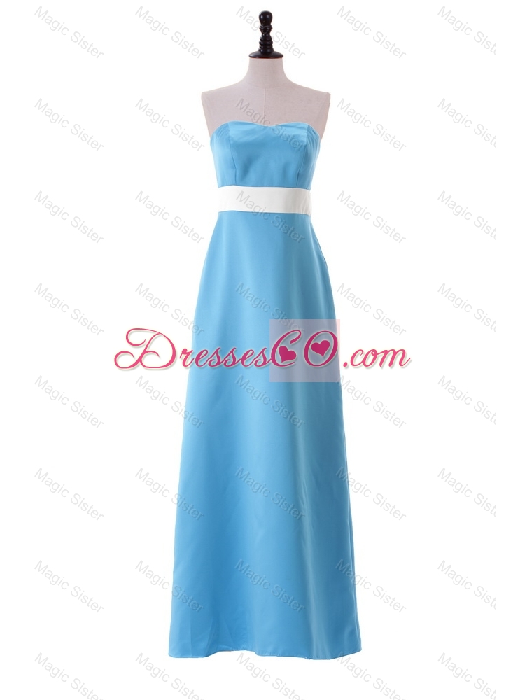 Most Popular Aqua Blue Prom Dress with Belt and Bowknot