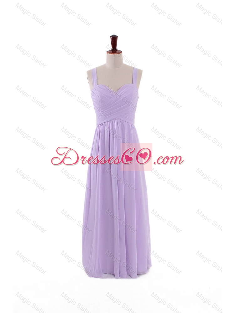 Most Popular Straps Lavender Long Prom Dress with Ruching