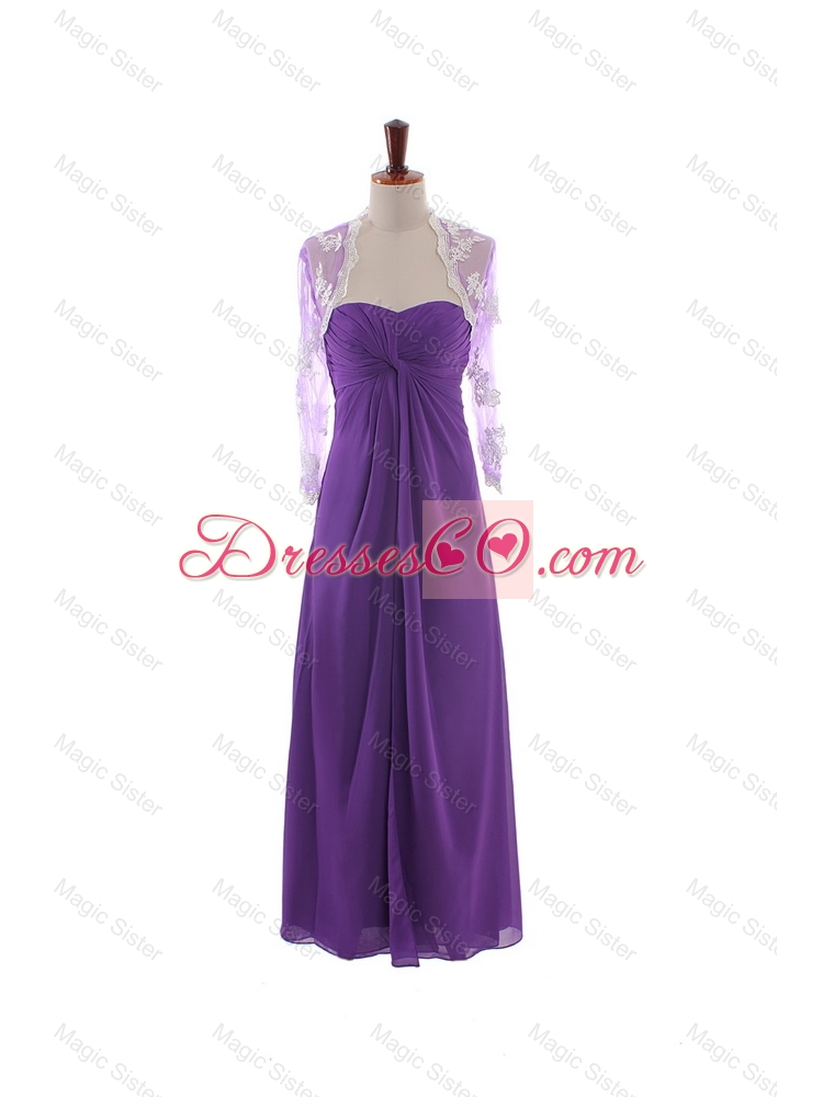 Pretty Empire Strapless Prom Dress with Ruching in Eggplant Purple