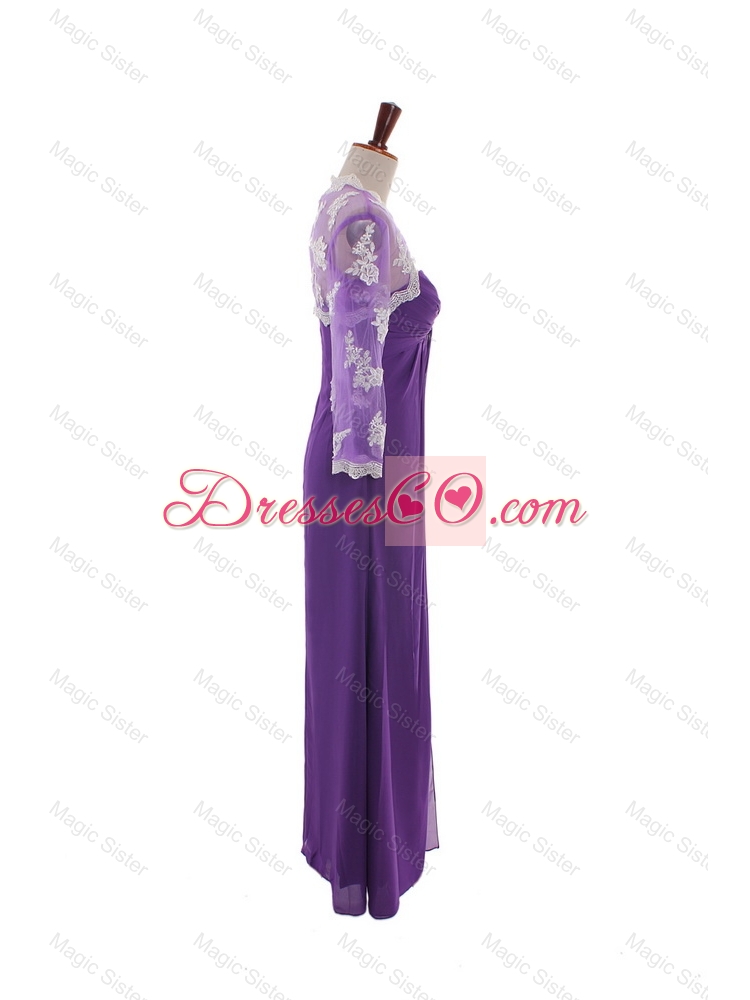 Pretty Empire Strapless Prom Dress with Ruching in Eggplant Purple